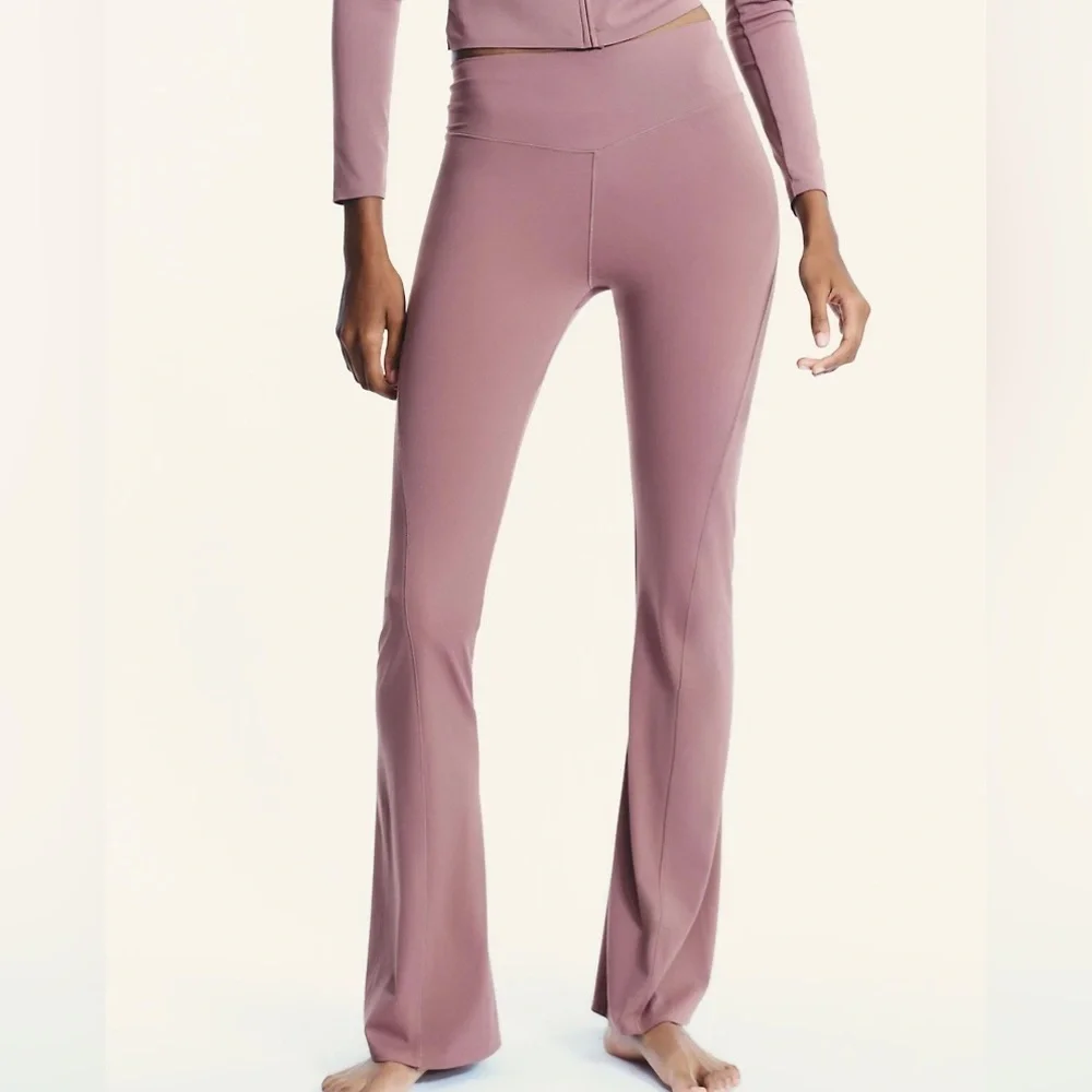 Zara NWT mauve pink seamless flare stretchy legging pants